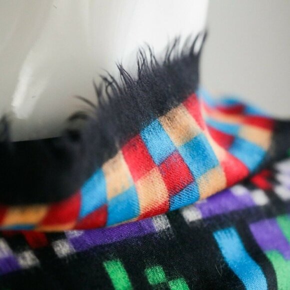 Echo Bright Colourful  Fine Wool Southwestern Print Square Scarf - Picture 5 of 6
